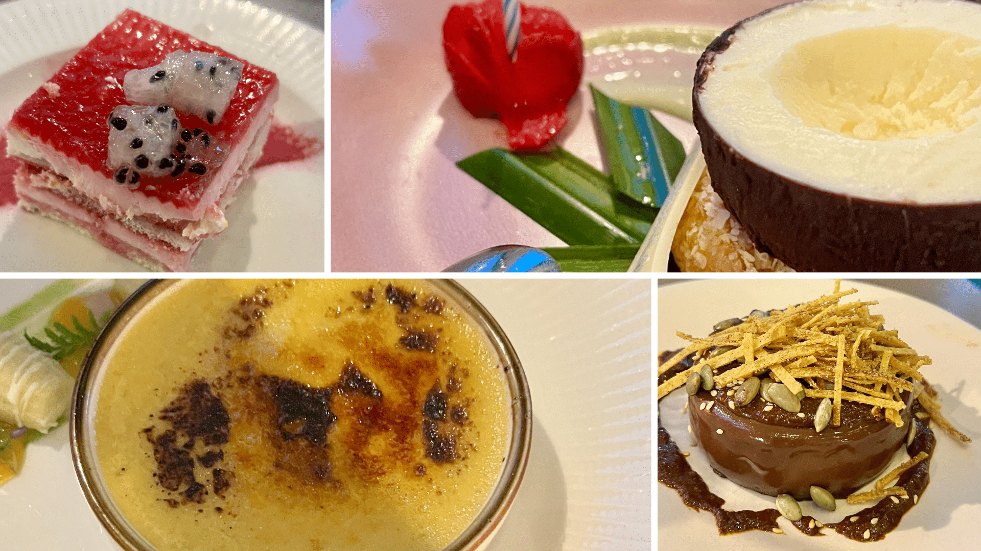 desserts at four flamingos restaurant in Orlando